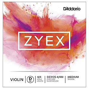 DAddario Zyex Violin D String Silver Wound 44 Size Medium