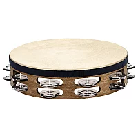 Meinl 2 Row Headed Wood Tambourine Steel Jingles Walnut Brown