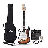 34 LA Left Handed Electric Guitar Sunburst 10W Guitar Amp and Accessory Pack