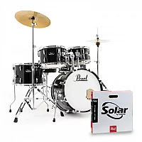 Pearl Roadshow 5pc Compact Drum Kit wSabian Cymbals Jet Black