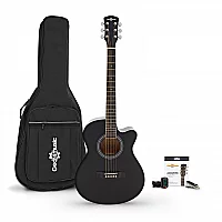 Single Cutaway Acoustic Guitar and Accessory Pack by Gear4music Black