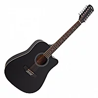 Dreadnought Cutaway 12 String Acoustic Guitar by Gear4music Black