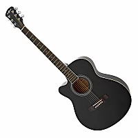 Single Cutaway Left Handed Acoustic Guitar by Gear4music Black