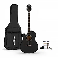 Single Cutaway Left Handed Acoustic Guitar Pack by Gear4music Black