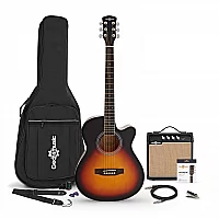 Single Cutaway Electro Acoustic Guitar Sunburst 15W Acoustic Amp and Accessory Pack