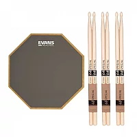 RealFeel Evans Apprentice Pad 7 and LA Special 5B Wood Tip Sticks