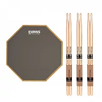 RealFeel Evans Apprentice Pad 7 and LA Special 7A Wood Tip Sticks