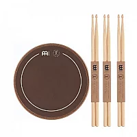 Meinl Stick and Brush Practice Pad and 5A Wood Tip Drumsticks