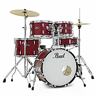 Pearl Roadshow 5pc Compact Drum Kit wSabian Cymbals Matte Red