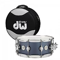 DW Design Series 14 x 6 Snare Drum Blue Slate and Case