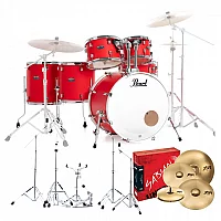 Pearl Decade Maple 6pc Pro Drum Kit wSabian XSRs Matte Racing Red