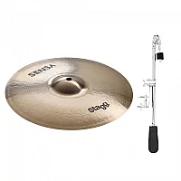 Stagg Sensa 12 Ocean Splash Cymbal and Gear4music Deluxe Weighted Cymbal Arm