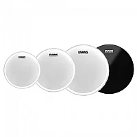 Evans UV2 Coated Fusion Tom Pack 10 12 14 Heads and Hydraulic Black Snare 14