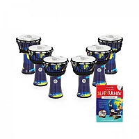 Percussion Plus Slap Djembe Pack Rope Tuned 7 inch head 6 Player Pack World Map