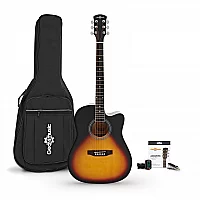 Dreadnought Cutaway Electro Acoustic Guitar and Accessory Pack by Gear4music Sunburst
