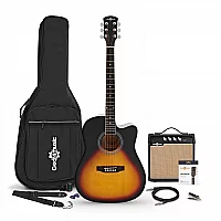 Dreadnought Cutaway Electro Acoustic Guitar Sunburst 15W Acoustic Amp and Accessory Pack