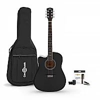 Dreadnought Cutaway Left Handed Electro Acoustic Guitar and Accessory Pack by Gear4music Black