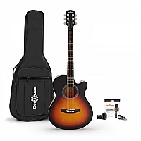 Single Cutaway Electro Acoustic Guitar and Accessory Pack by Gear4music Sunburst