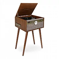 Victrola Century Signature 6in1 Wood Record Player with Clock and Legs Walnut