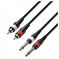 Adam Hall 3 STAR Unbalanced Twin 14 Jack to RCA Cable 6m
