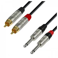 Adam Hall 4 STAR Rean Unbalanced Twin 14 Jack to RCA Cable 6m