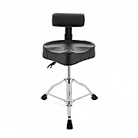Hydraulic Saddle Drum Throne with Back Rest by Gear4music