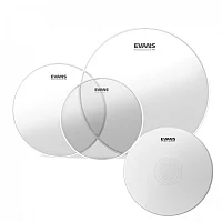 Evans G2 Clear Fusion Tom Pack 10 12 14 Heads and 14 Heavyweight Snare Head