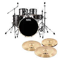 Natal Arcadia Poplar 5pc 22 Drum Kit wCymbals Grey Strata