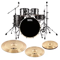 Natal Arcadia Poplar 5pc UFX 22 Drum Kit wCymbals Grey Strata