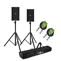 Mackie Thump210XT 10 Enhanced Active PA Speaker Bundle with Stands and Cables