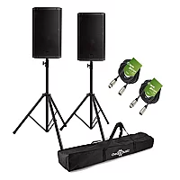RCF ART 915A 15 Active PA Speaker Bundle with Stands and Cables