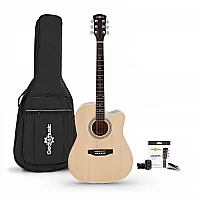 Dreadnought Cutaway Electro Acoustic Guitar and Accessory Pack by Gear4music Natural