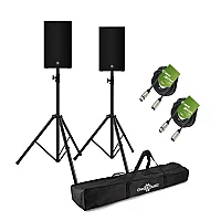 Yamaha DZR10 10 Active PA Speaker Bundle with Stands and Cables