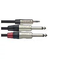 Stagg NYC Stereo Mini Jack to Dual Mono Jack Cable 2m6ft NYC2MPS2PR