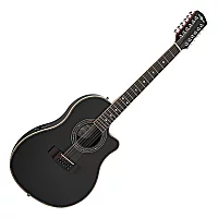 12 String Electro Acoustic Roundback Guitar by Gear4music Black