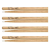 Los Cabos 5A Red Hickory Nylon Tip Drumsticks 4 Pair Pack
