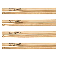 Los Cabos 3A Red Hickory Wood Tip Drumsticks 4 Pair Pack