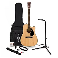 Fender CD60SCE Solid Top Electro Acoustic Guitar with Accessory Pack