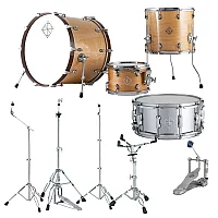 Dixon Cornerstone Hybrid 22 Drum Kit wHardware and Steel Snare Natural Maple Gloss