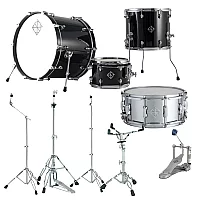 Dixon Cornerstone Hybrid 22 Drum Kit wHardware and Steel Snare Piano Black Gloss