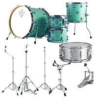 Dixon Cornerstone Hybrid 20 Drum Kit wHardware and Steel Snare Satin NeoMint
