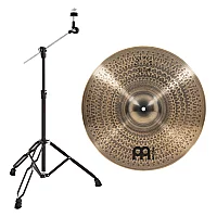 Meinl Pure Alloy Custom 18 Medium Heavy Crash Cymbal and Gear4music Boom Arm Stand Black