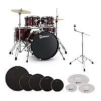 Premier Revolution 20 in 5pc Low Volume Drum Kit Bundle Red Sparkle