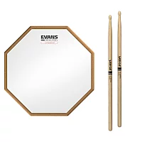 RealFeel Evans Attacktile Mountable Drum Pad and Promark 5B Hickory Sticks 10 Inch