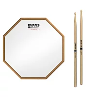 RealFeel Evans Attacktile Mountable Drum Pad and Promark 5A Hickory Sticks 10 Inch
