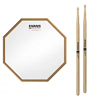 RealFeel Evans Attacktile Mountable Drum Pad and Promark Rebound 5A Hickory Sticks 10 Inch