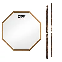 RealFeel Evans Attacktile Mountable Drum Pad and Promark Forward 5A FireGrain Hickory Sticks 10 Inch