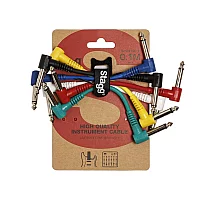 Stagg SPC010L E Mono Patch Cable 6Pack 10cm RightAngle Jack to Jack