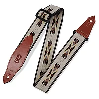 Levys Tribal Rhythms 2 Jacquard Weave Guitar Strap Arrows with VegTan Leather