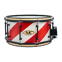 SJC Drums 14 x 7 Custom Snare Red and White Barbershop
